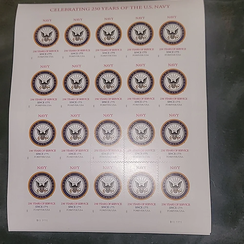 100 U.S. Navy USN 250th USPS Stamps Military Postage‎ Stamp Army Marines